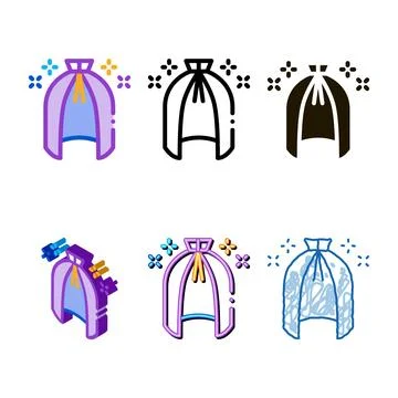 Magic cloak cape icon vector outline variants Stock Illustration
