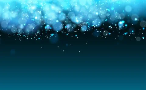 Magic Cold Lights on Blue Background Bokeh effect. Stock Illustration