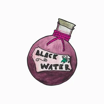 Magic colored flask of witch fluid for mystery process hand drawn by watercolor. Illustrazione stock