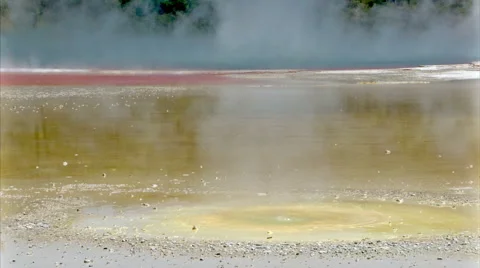Magic colours of boiling geothermal lake Artist's Palate Stock Footage 45646834