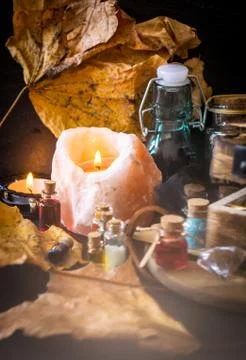 Magic concept. Potions in bottle Stock Photos