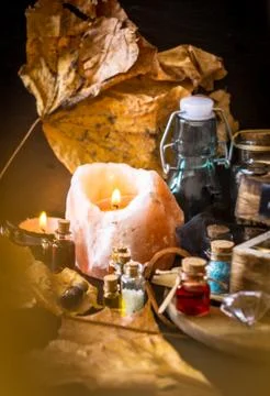 Magic concept. Potions in bottle Stock Photos