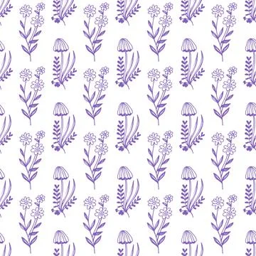 Magic concept vector seamless pattern. Seamless pattern of toadstools and herbs. Illustrazione stock