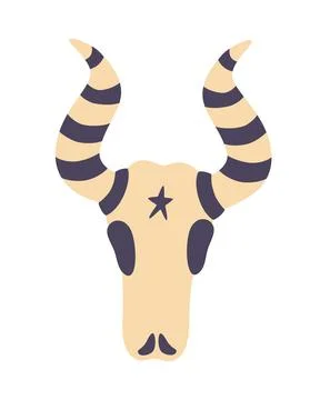 Magic cow skull. Hand drawn illustration for tattoo, cards, decor for Hallowe Stock Illustration