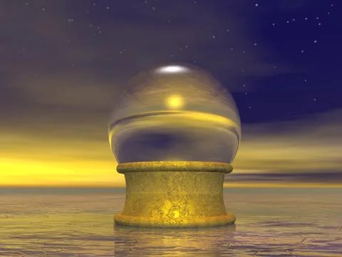 Magic crystal ball for fortune teller - 3D render Stock Illustration