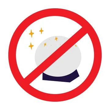 Magic crystal ball for fortune telling with decorative stars under the ban sign Stock Illustration