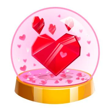 Magic crystal ball with hearts inside. Vector illustration for Valentines day Stock Illustration