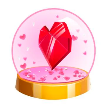 Magic crystal ball with hearts inside. Vector illustration for Valentines day Stock Illustration