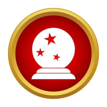 Magic crystal ball icon with three red stars Stock Illustration