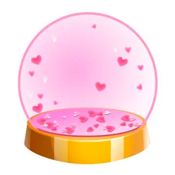 Magic crystal ball with small pink hearts inside. Vector illustration Stock Illustration