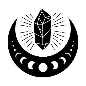Magic crystal with half moon 스톡 일러스트