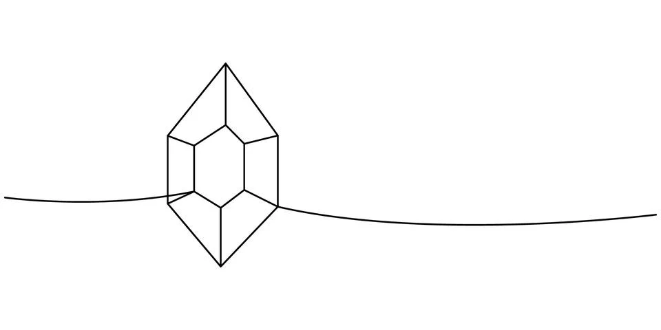 Magic crystal one line continuous drawing. Luxury gemstone crystal. Vector Stock Illustration