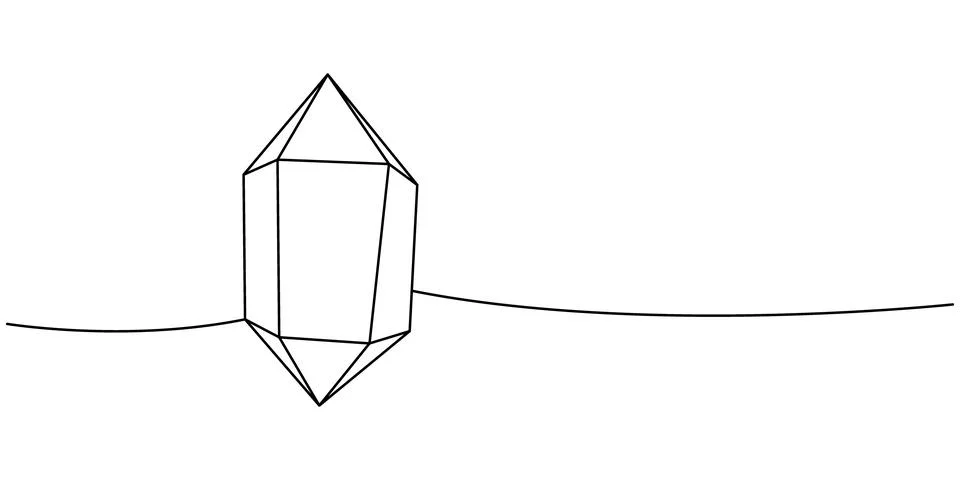 Magic crystal one line continuous drawing. Precious crystal. Vector illustration Stock Illustration