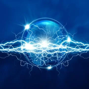 Magic crystal sphere with electric lighting, abstract backgrounds Stock Illustration