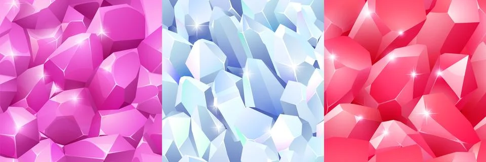 Magic crystals textures, seamless backgrounds Stock Illustration