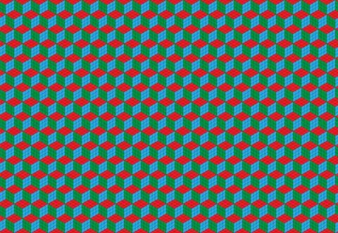 Magic cube pattern seamless design. Color block puzzle vector background. 스톡 일러스트