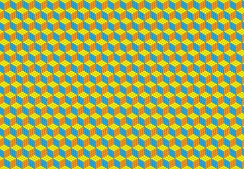 Magic cube pattern seamless design. Color block puzzle vector background. Stock Illustration