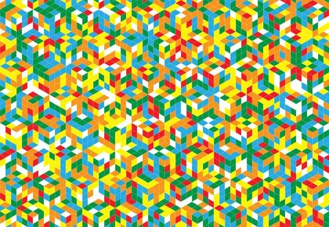 Magic cube pattern seamless design. Color block puzzle vector background. Stock Illustration