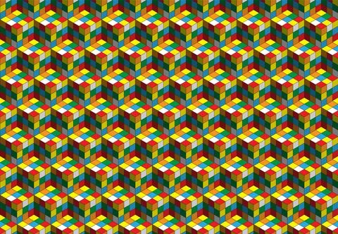 Magic cube pattern seamless design. Color block puzzle vector background. Stockillustratie