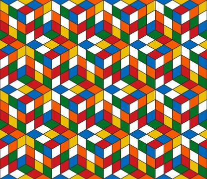 Magic cube retro 80s pattern background Ilustración de archivo