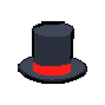 Magic cylinder hat pixel art vector illustration Stock Illustration