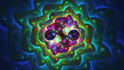 Magic dance of sparkling lights and abstract colorful fluids on dark. Видео 333175890
