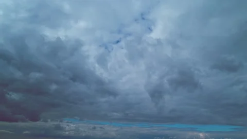 Magic Dark Grey Storm Clouds. Fluffy Gray Clouds To Dark Rain Clouds. Rainy Dark 库存影片 262801576