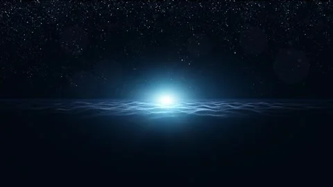 Magic dark wavy seascape with flicker particles loop animation Stock Footage 337536433