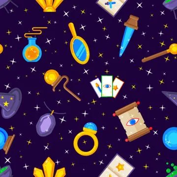Magic decorative icons seamless pattern Illustrazione stock