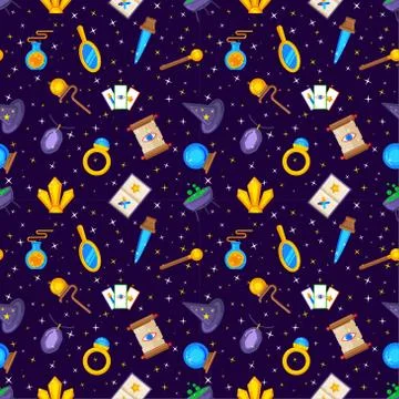 Magic decorative icons seamless pattern Illustrazione stock