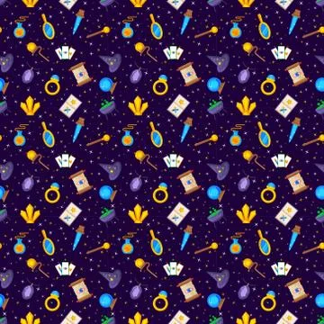 Magic decorative icons seamless pattern Stock Illustration