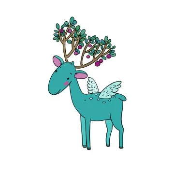 Magic Deer with wings Stock Illustration
