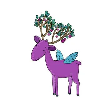 Magic Deer with wings Illustrazione stock