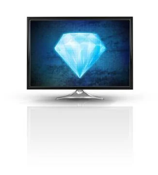Magic diamond on blue new modern screen isolated on white illustration Stock Illustration