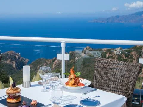 Magic dinner on the sea Foto stock