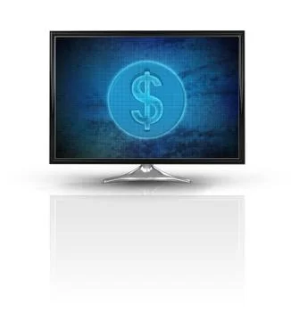 Magic dollar coin on blue new modern screen isolated on white illustration 스톡 일러스트
