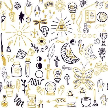 Magic Doodle Seamless Pattern イラスト素材