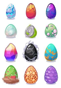 Magic dragon vector colored eggs painted with rainbow pattern multi colored 스톡 일러스트