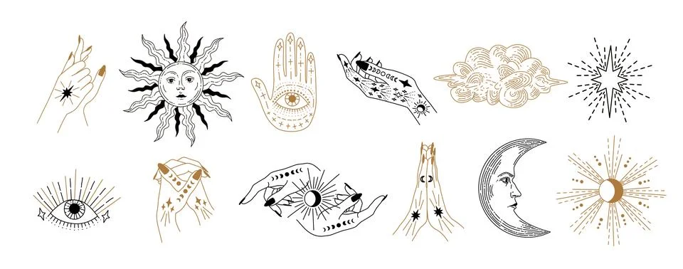 Magic drawings. mystical elements. Stock Illustration