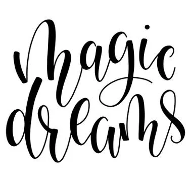 Magic dreams, black vector illustration isolated on white background. Illustrazione stock