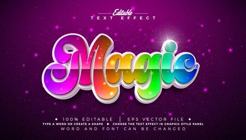 Magic Editable Text Effect Design Vector Graphic Style with Colorful Rainbo.. Stock Illustration