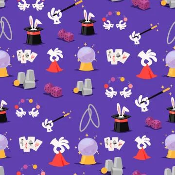 Magic effect trick vector magician tools and surprise entertainment magical Ilustração Stock