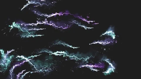 Magic Electrical Flowing Streaks on Black Background: Loop Video stock 148658406