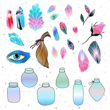 Magic elements set isolated Stock Illustration