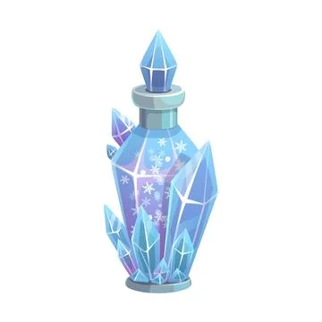 Magic elixir in flask with snowflakes and crystals Stock Illustration
