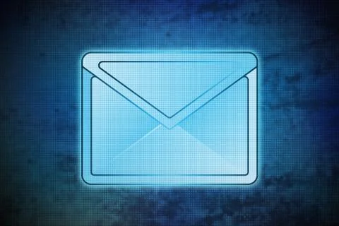 Magic email on blue shiny pixel grid screen modern technology illustration Stock Illustration