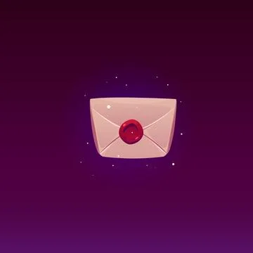 Magic envelope. Vector illustration of closed vintage envelope with red wax s Stock Illustration