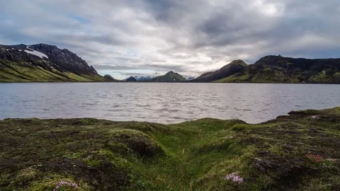 Magic evening by the lake on Iceland time lapse Stock Footage 84924531