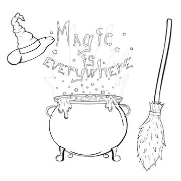 Magic is everywhere coloring book page Stock Illustration