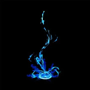 Magic explosion, bomb boom flash game effect, vector blue fire blast with rising Stock Illustration